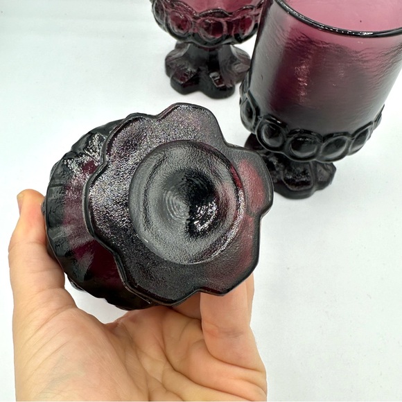 Set of Three 1960’s Tiffin Franciscan Madeira Purple Amethyst Heavy Goblets - Picture 2 of 5